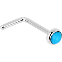 Load image into Gallery viewer, Solid 14K White Gold 2mm Turquoise Nose Ring
