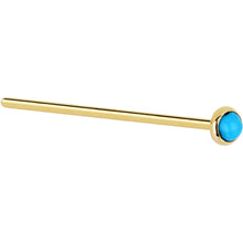 Load image into Gallery viewer, Solid 14K Yellow Gold 2mm Turquoise Nose Ring
