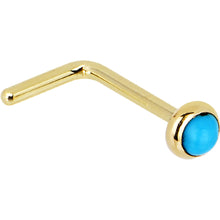 Load image into Gallery viewer, Solid 14K Yellow Gold 2mm Turquoise Nose Ring
