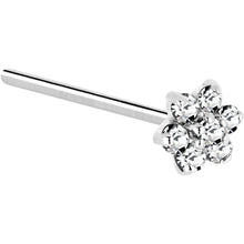Load image into Gallery viewer, Solid 14K White Gold Clear Cubic Zirconia Flower Nose Ring

