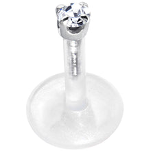Load image into Gallery viewer, 16G 1/4 Solid 14K White Gold 1.5mm CZ Bioplast Push in Cartilage Earring
