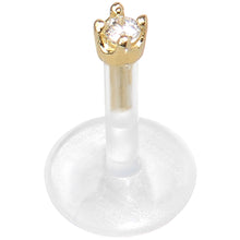 Load image into Gallery viewer, 16G 1/4 Solid 14K Yellow Gold 1.5mm CZ Bioplast Push in Cartilage Earring
