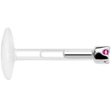 Load image into Gallery viewer, Solid 14K White Gold July 1.5mm CZ Bioplast Push in Labret Monroe
