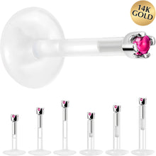 Load image into Gallery viewer, Solid 14K White Gold July 1.5mm CZ Bioplast Push in Labret Monroe
