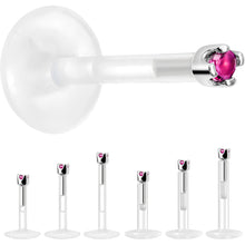 Load image into Gallery viewer, Solid 14K White Gold July 1.5mm CZ Bioplast Push in Labret Monroe
