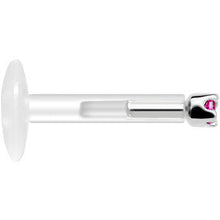 Load image into Gallery viewer, Solid 14K White Gold July 1.5mm CZ Bioplast Push in Labret Monroe
