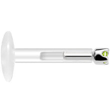 Load image into Gallery viewer, Solid 14K White Gold August 1.5mm CZ Bioplast Push in Labret Monroe
