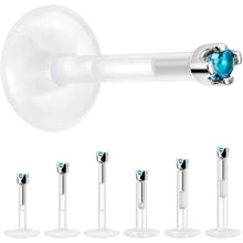 Load image into Gallery viewer, Solid 14K White Gold December 1.5mm CZ Bioplast Push in Labret Monroe
