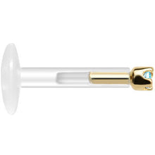 Load image into Gallery viewer, Solid 14K Yellow Gold March 1.5mm CZ Bioplast Push in Labret Monroe
