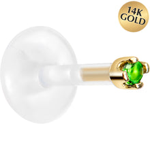 Load image into Gallery viewer, 16G 1/4 14K Yellow Gold May 1.5mm CZ Bioplast Push in Cartilage Earring
