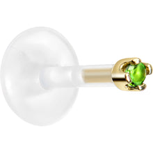 Load image into Gallery viewer, 16G 1/4 14K Yellow Gold May 1.5mm CZ Bioplast Push in Cartilage Earring
