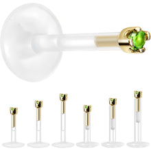 Load image into Gallery viewer, Solid 14K Yellow Gold May 1.5mm CZ Bioplast Push in Labret Monroe
