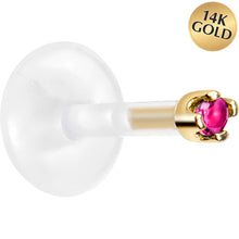 Load image into Gallery viewer, 16G 1/4 14K Yellow Gold July 1.5mm CZ Bioplast Push in Cartilage Earring
