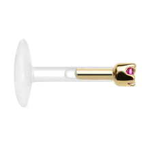Load image into Gallery viewer, 16G 1/4 14K Yellow Gold July 1.5mm CZ Bioplast Push in Cartilage Earring
