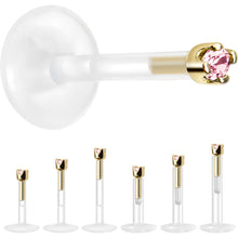 Load image into Gallery viewer, Solid 14K Yellow Gold October 1.5mm CZ Bioplast Push in Labret Monroe
