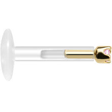 Load image into Gallery viewer, Solid 14K Yellow Gold October 1.5mm CZ Bioplast Push in Labret Monroe
