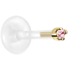 Load image into Gallery viewer, Solid 14K Yellow Gold October 1.5mm CZ Bioplast Push in Labret Monroe
