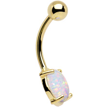Load image into Gallery viewer, Solid 14k Yellow Gold 8mm Synthetic Opal Belly Ring
