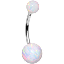 Load image into Gallery viewer, 14k White Gold White Synthetic Opal Belly Ring
