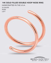 Load image into Gallery viewer, Spiral Nose Rings Double Hoop 20G
