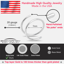 Load image into Gallery viewer, 14k Solid White Gold Double Hoop Nose Spiral Nose Ring

