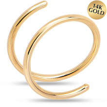 Load image into Gallery viewer, 14k Solid Yellow Gold Double Hoop Nose Spiral Nose Ring
