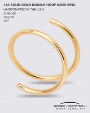 Load image into Gallery viewer, 14k Solid Yellow Gold Double Hoop Nose Spiral Nose Ring
