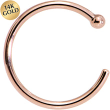 Load image into Gallery viewer, 18G 3/8 14k Solid Rose Gold Nose Hoop
