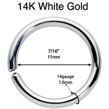 Load image into Gallery viewer, 14G 7/16 Handcrafted Solid 14k White Gold Seamless Circular Ring
