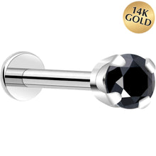 Load image into Gallery viewer, 14k White Gold Flat Back Earring with 3mm Cubic Zirconia Handmade
