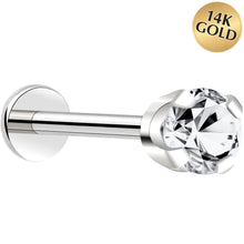 Load image into Gallery viewer, 14k White Gold Flat Back Earring with 3mm Cubic Zirconia Handmade
