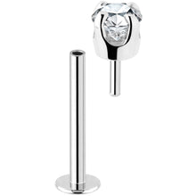 Load image into Gallery viewer, 14k White Gold Flat Back Earring with 3mm Cubic Zirconia Handmade
