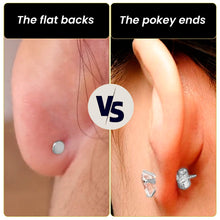 Load image into Gallery viewer, 14k White Gold Flat Back Earring with 3mm Cubic Zirconia Handmade
