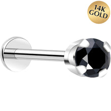 Load image into Gallery viewer, 14k White Gold Flat Back Earring with 3mm Cubic Zirconia Handmade
