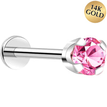Load image into Gallery viewer, 14k White Gold Flat Back Earring with 3mm Cubic Zirconia Handmade
