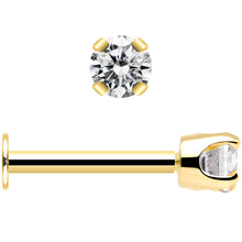 Load image into Gallery viewer, 14k Yellow Gold Flat Back Earring with 3mm Lab Grown Diamond Handmade

