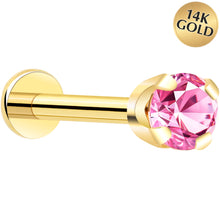 Load image into Gallery viewer, 14k Yellow Gold Flat Back Earring with 3mm Cubic Zirconia Handmade
