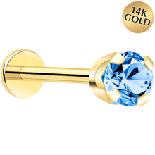 Load image into Gallery viewer, 14k Yellow Gold Flat Back Earring with 3mm Cubic Zirconia Handmade

