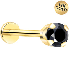 Load image into Gallery viewer, 14k Yellow Gold Flat Back Earring with 3mm Cubic Zirconia Handmade
