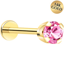 Load image into Gallery viewer, 14k Yellow Gold Flat Back Earring with 3mm Cubic Zirconia Handmade
