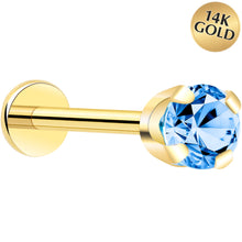 Load image into Gallery viewer, 14k Yellow Gold Flat Back Earring with 3mm Cubic Zirconia Handmade
