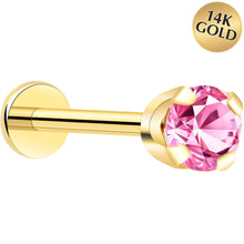 Load image into Gallery viewer, 14k Yellow Gold Flat Back Earring with 3mm Cubic Zirconia Handmade
