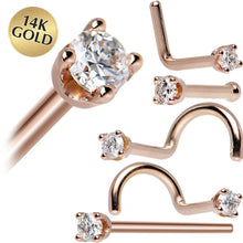 Load image into Gallery viewer, 14K Rose Gold 2mm Genuine Diamond Nose Ring
