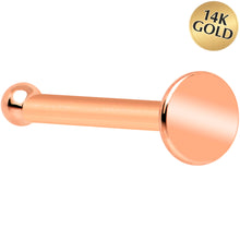 Load image into Gallery viewer, 20G Solid 14k Gold Flat Disc Nose Bone
