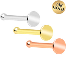 Load image into Gallery viewer, 20G Solid 14k Gold Flat Disc Nose Bone
