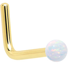 Load image into Gallery viewer, 14k Yellow Gold 2.5mm Synthetic Opal Ball Nose Ring
