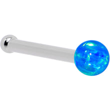 Load image into Gallery viewer, 14k White Gold 2.5mm Blue Synthetic Opal Ball Nose Ring
