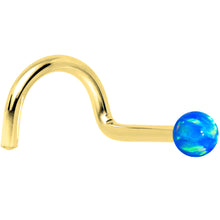 Load image into Gallery viewer, 14k Yellow Gold 2.5mm Blue Synthetic Opal Ball Nose Ring
