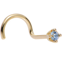 Load image into Gallery viewer, Solid 14K Yellow Gold 1.5mm Genuine Topaz Nose Ring
