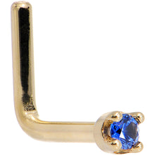 Load image into Gallery viewer, Solid 14K Yellow Gold 1.5mm Genuine Blue Sapphire Nose Stud Ring
